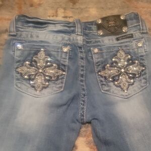 Miss Me Blue Jeans with Stylish Embellishments